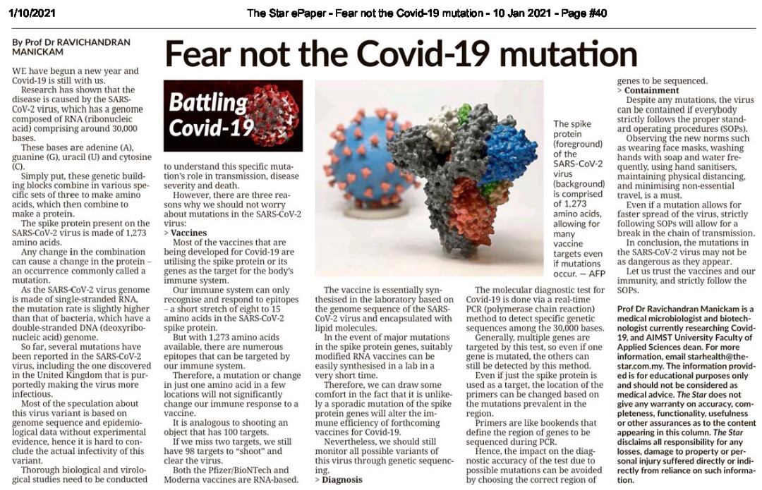Fear Not The Covid 19 Mutation Aimst University